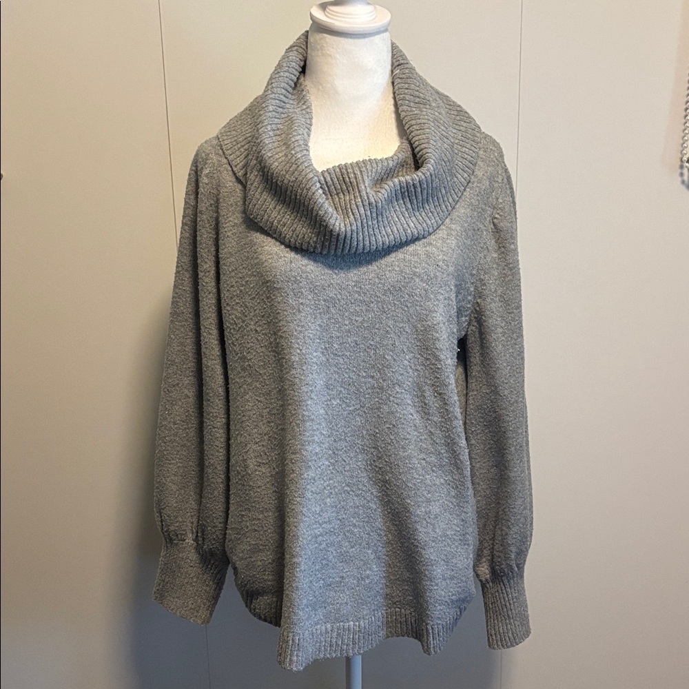 Tahari Light Gray Cowl Neck Sweater